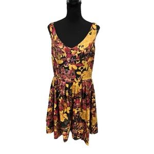 Taylor Floral Midi Dress - Black, Yellow, Red